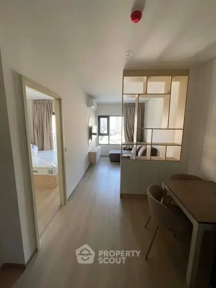 Modern apartment interior with open layout and stylish furniture