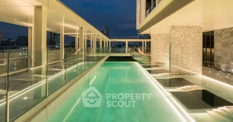 Luxurious rooftop pool with stunning city views and modern design