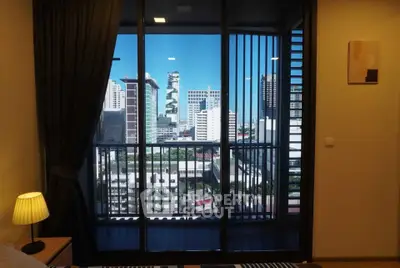 Modern apartment bedroom with city view balcony and stylish decor