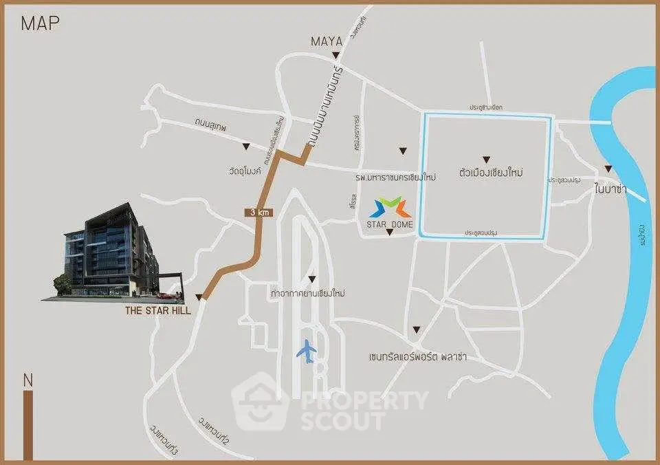 Map showing location of The Star Hill with nearby landmarks and routes.