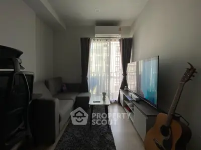 Cozy living room with modern decor and natural light