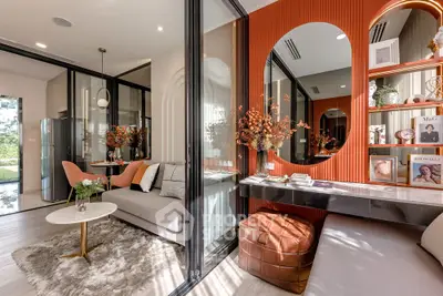 Stylish modern living room with elegant decor and open layout