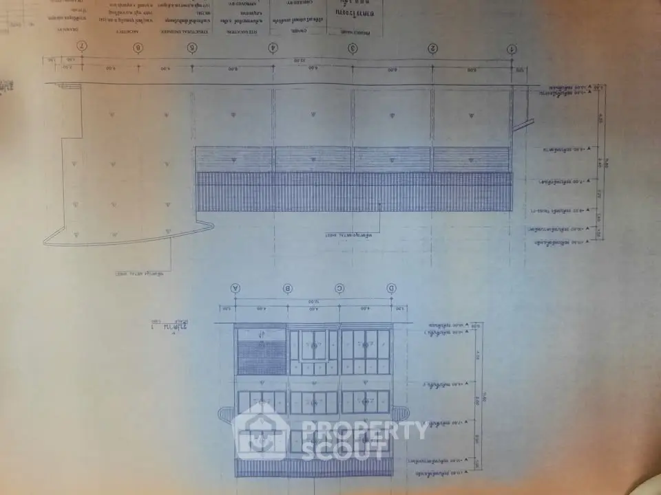 Architectural blueprint showcasing detailed building plans and layout.