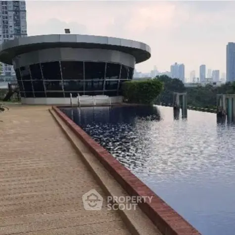 Stunning rooftop infinity pool with city skyline view