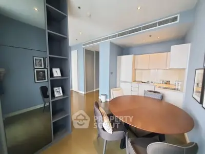 Modern kitchen with open layout and stylish dining area