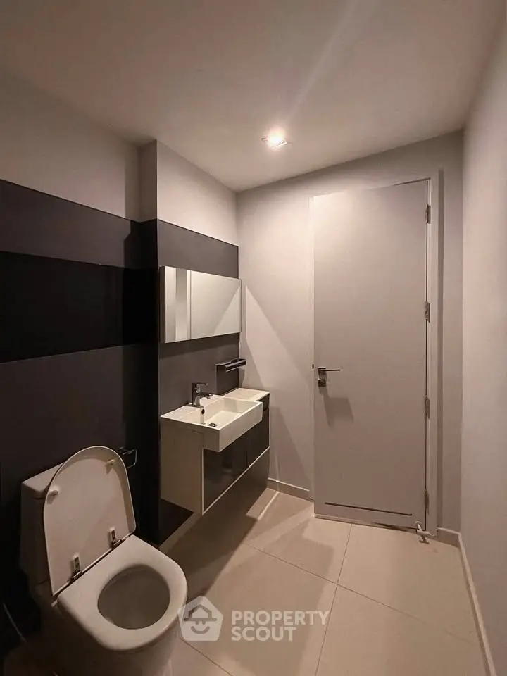 Modern bathroom with sleek fixtures and minimalist design