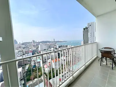 Stunning high-rise balcony with panoramic city and ocean views