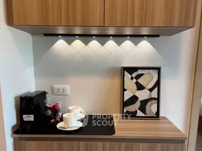 Modern kitchen corner with coffee machine and stylish decor