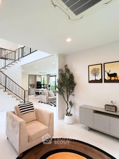 Spacious modern living room with elegant decor and open layout