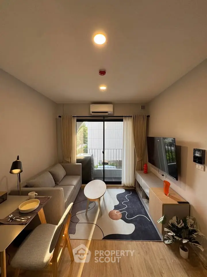 Modern living room with stylish decor and natural light