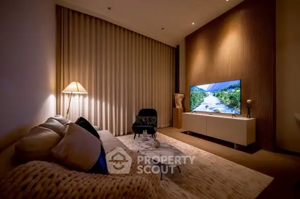 Luxurious living room with cozy lighting and modern decor