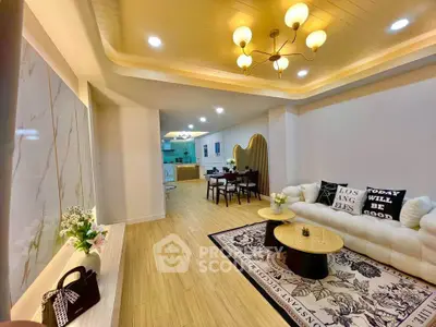 Spacious modern living room with elegant decor and open layout