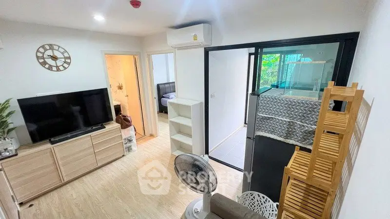 Modern living room with air conditioning and stylish decor