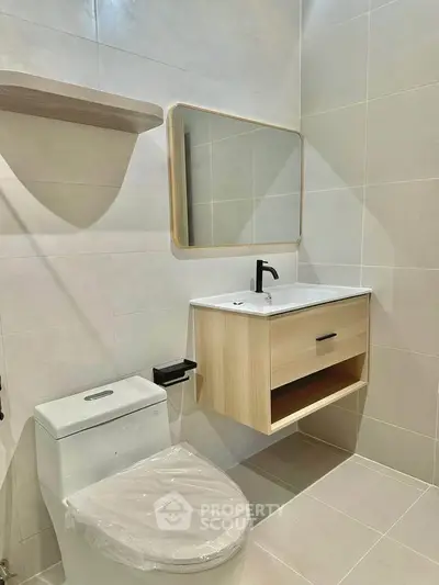 Modern bathroom with sleek fixtures and minimalist design