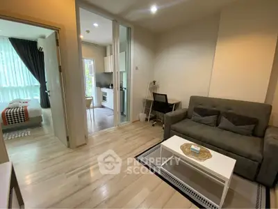 Modern apartment interior with cozy living room and stylish kitchen