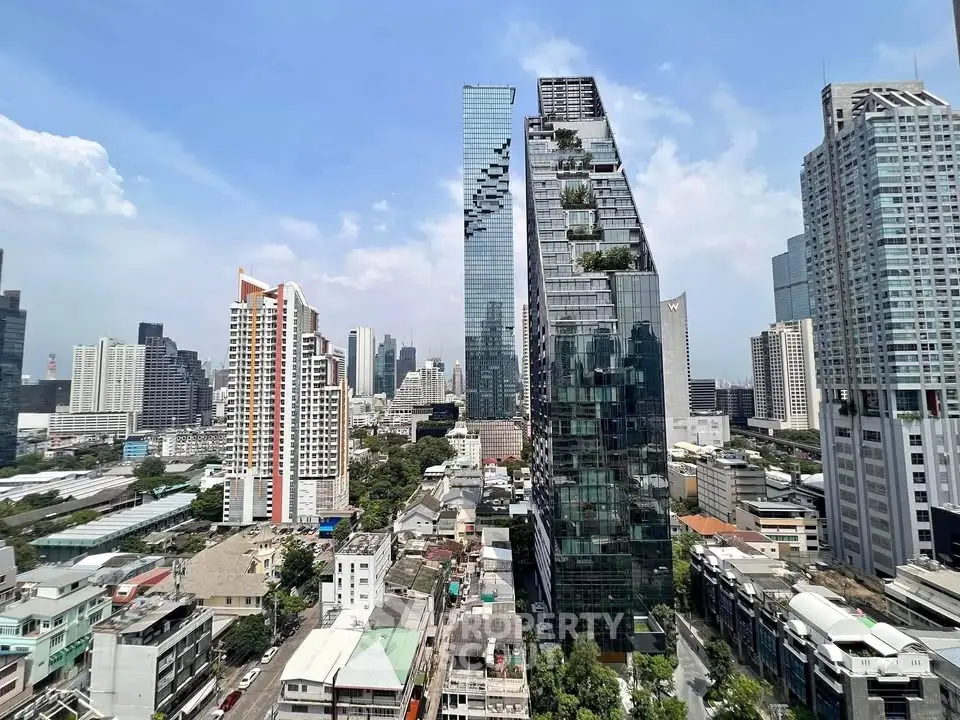Stunning cityscape view showcasing modern skyscrapers and urban architecture in a vibrant city center.