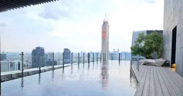 Luxurious rooftop infinity pool with stunning city skyline view