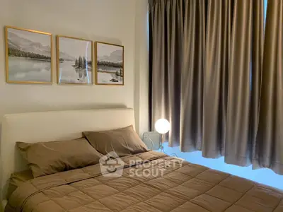 Cozy bedroom with elegant decor and soft lighting, perfect for relaxation.