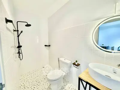 Modern bathroom with sleek fixtures and stylish design