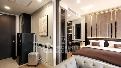 Luxurious modern apartment interior with elegant bedroom and stylish decor