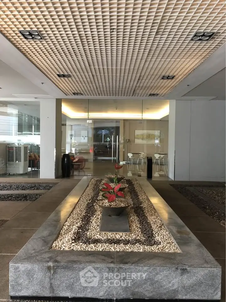 Elegant building entrance with modern design and stylish decor