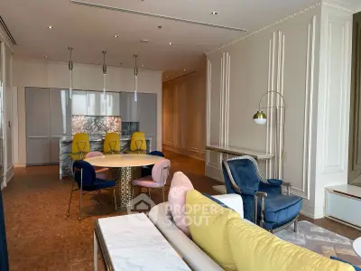 Luxurious modern living room with stylish furniture and elegant decor