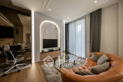 Luxurious modern living room with stylish decor and natural light