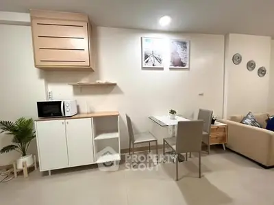 Modern living room with dining area and stylish decor