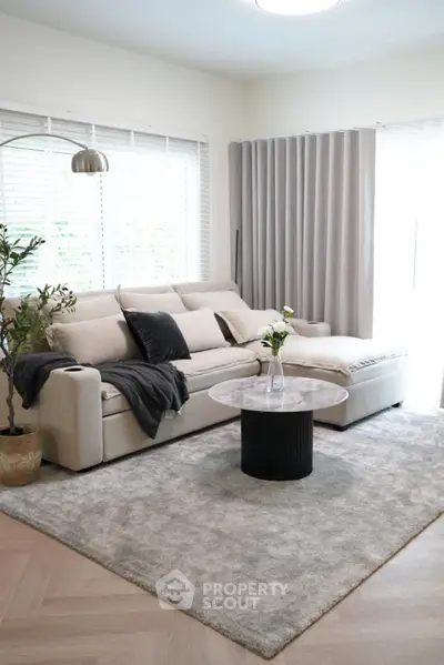 Elegant living room with modern sofa and chic decor
