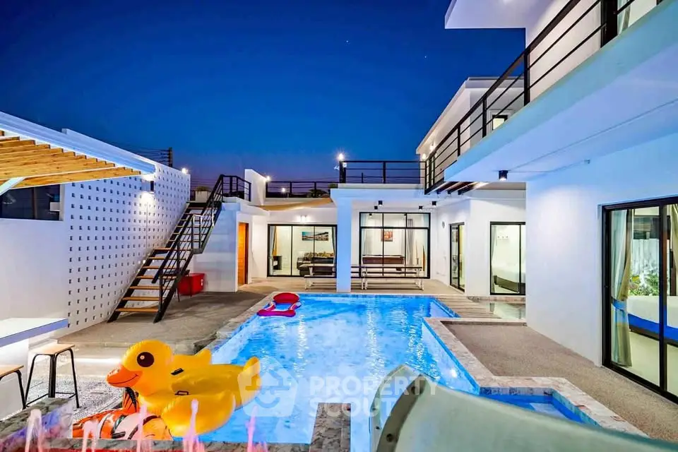 Luxurious modern villa with private pool and stylish architecture, perfect for relaxation and entertainment.