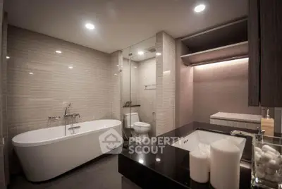 Luxurious modern bathroom with elegant bathtub and sleek fixtures