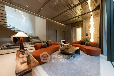Luxurious modern living room with stylish furniture and elegant lighting