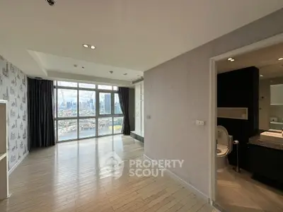 Spacious modern apartment with city view and elegant bathroom