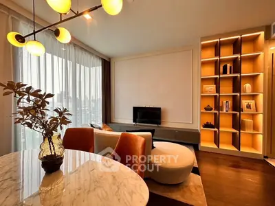 Luxurious modern living room with elegant lighting and stylish decor