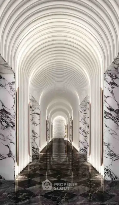 Luxurious marble hallway with stunning architectural lighting