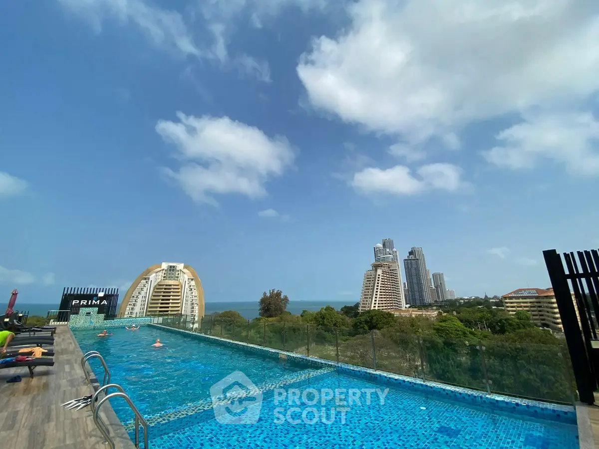 Stunning rooftop pool with panoramic city and ocean views, perfect for luxury living.
