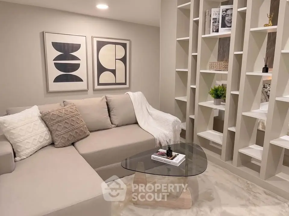Stylish modern living room with cozy sectional sofa and elegant decor