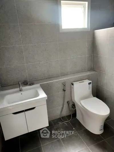 Modern bathroom with sleek fixtures and natural light