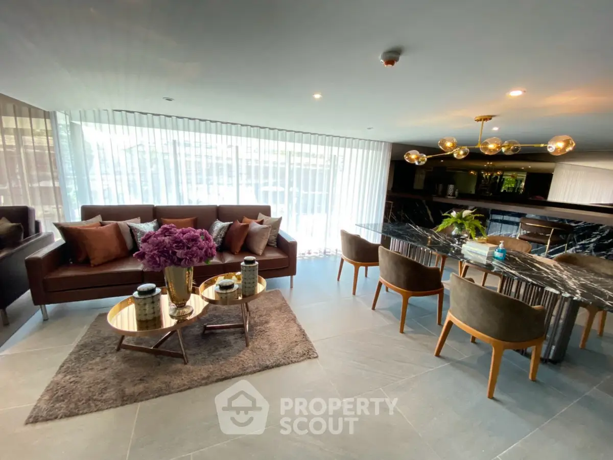 Luxurious modern living room with elegant decor and stylish furniture