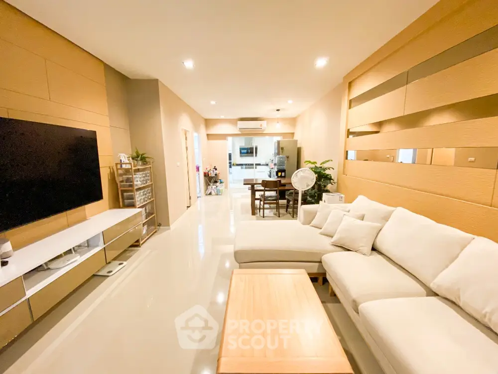 Spacious modern living room with elegant decor and open layout