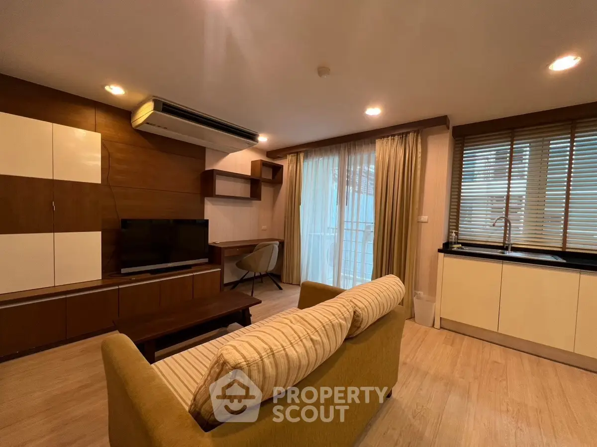 Cozy living room with modern decor and natural light