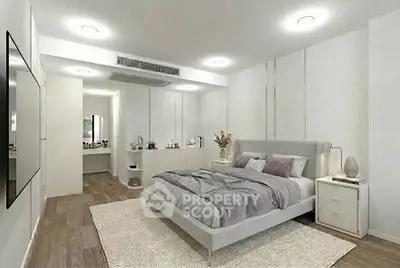 Luxurious modern bedroom with elegant decor and cozy ambiance