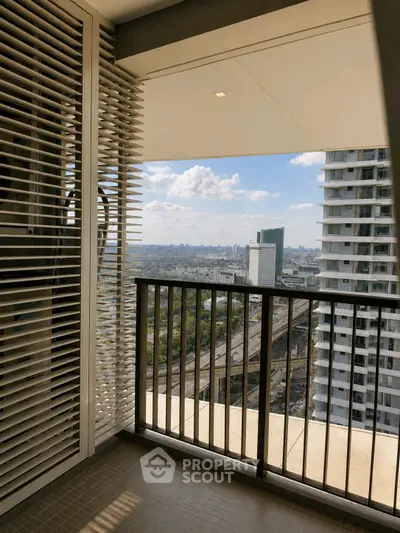 Modern balcony with stunning city view and sleek railing design