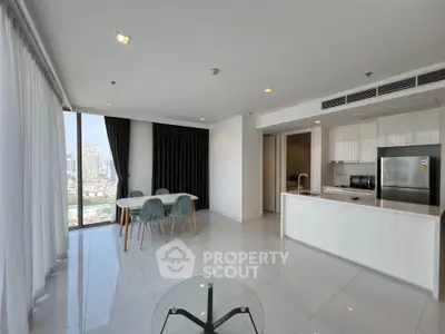 Spacious modern apartment with open kitchen and city view