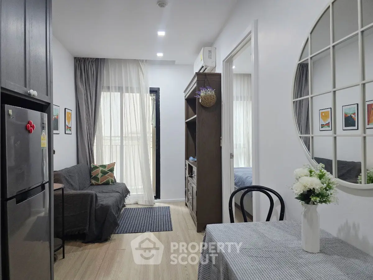 Charming modern apartment living room with stylish decor and natural light