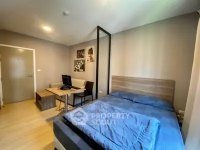 Cozy bedroom with modern decor and natural light