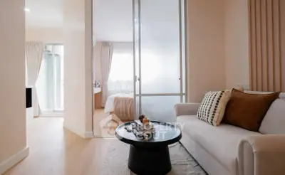 Modern living room with cozy sofa and stylish decor in a bright apartment