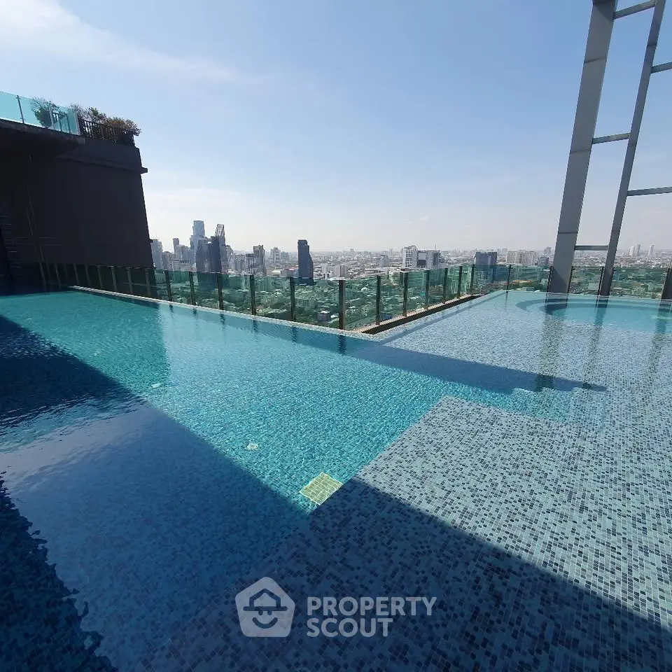 Stunning rooftop infinity pool with panoramic city skyline views.
