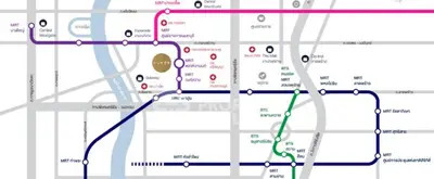Bangkok MRT and BTS map highlighting key stations and routes for convenient city navigation.