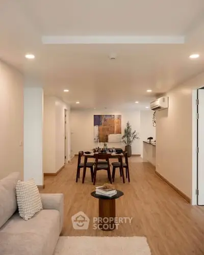 Spacious modern living room with dining area and stylish decor